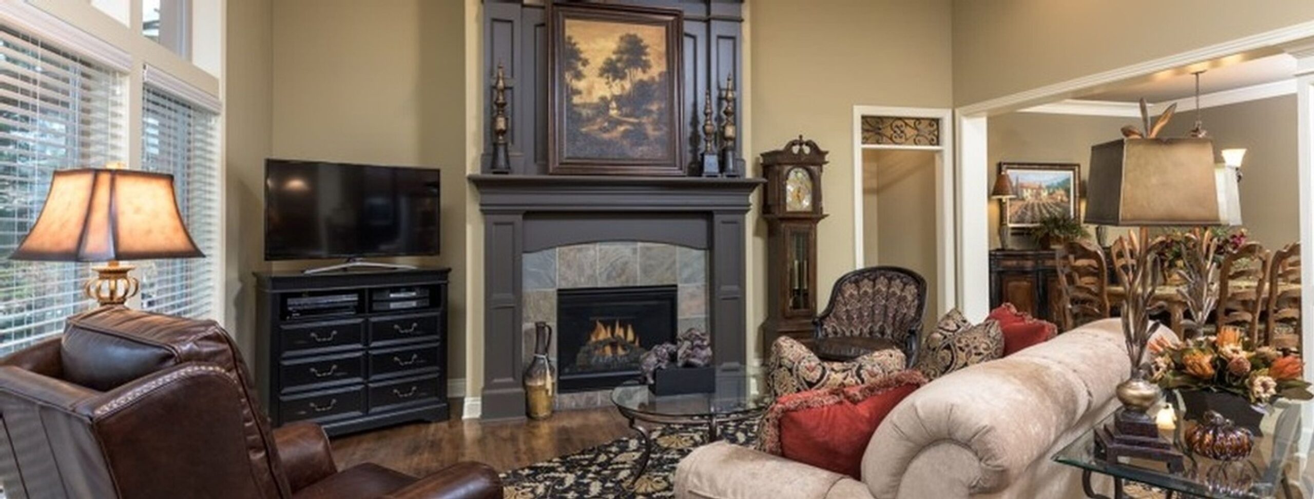 white horse living room remodel